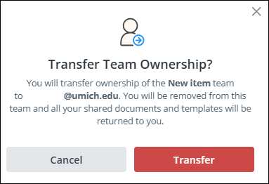 Transfer team ownership